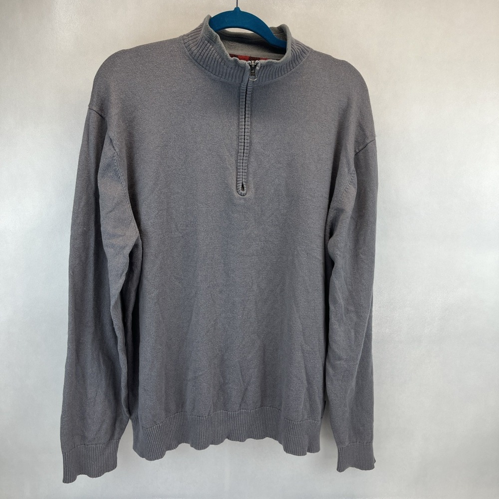 Woolrich Sweater Mens XL Gray Quarter Zip Mock Neck Knit Pullover